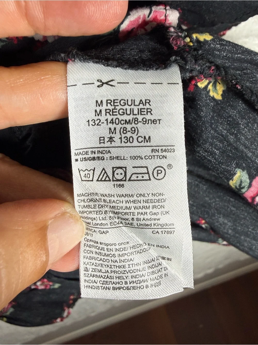 GAP Kids Black Dress with Pink and Yellow Floral Print